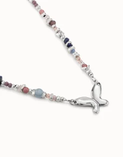 Short beaded necklace with butterfly
