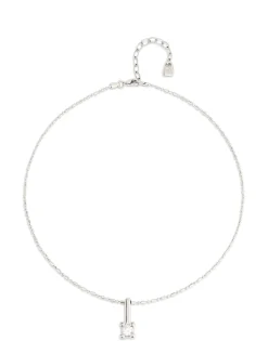 Short chain necklace with white cubic zirconia
