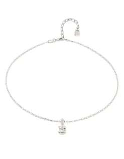 Short chain necklace with white cubic zirconia