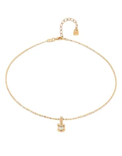 Short chain necklace with white cubic zirconia