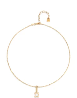Short chain necklace with white cubic zirconia