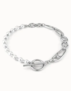 Short link chain necklace with pearls