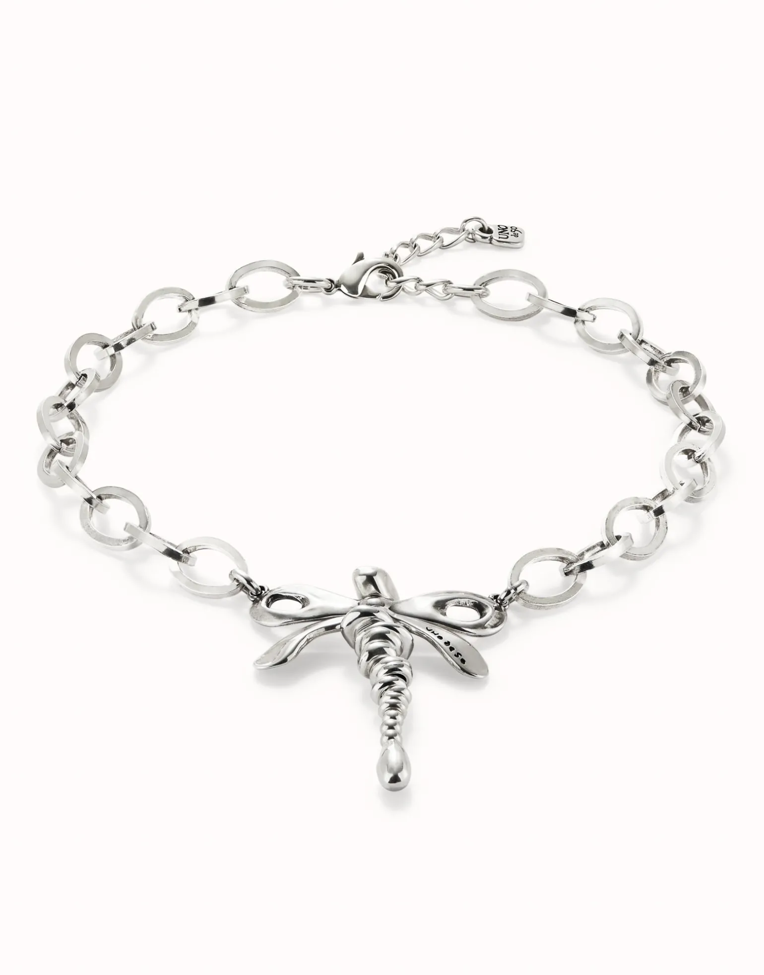 Short link chain necklace with dragonfly