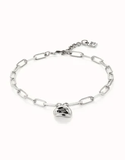 Short link chain pendant necklace grey crystal