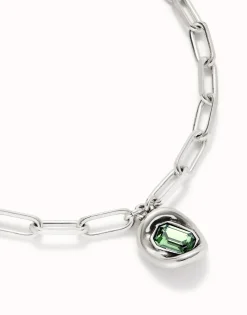 Short link chain pendant necklace turquoise crystal