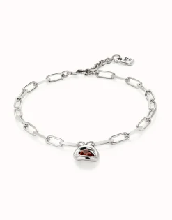 Short link chain pendant necklace red crystal