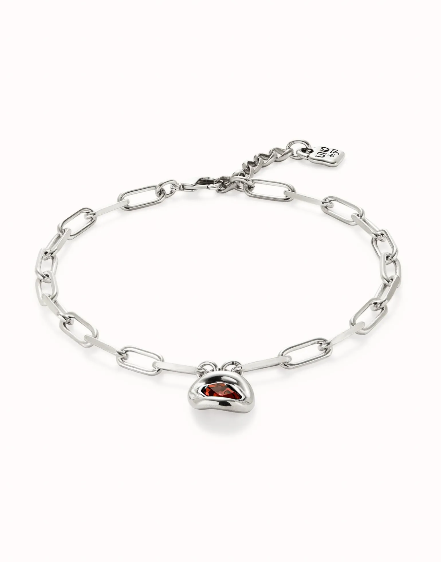 Short link chain pendant necklace red crystal
