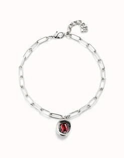 Short link chain pendant necklace red crystal