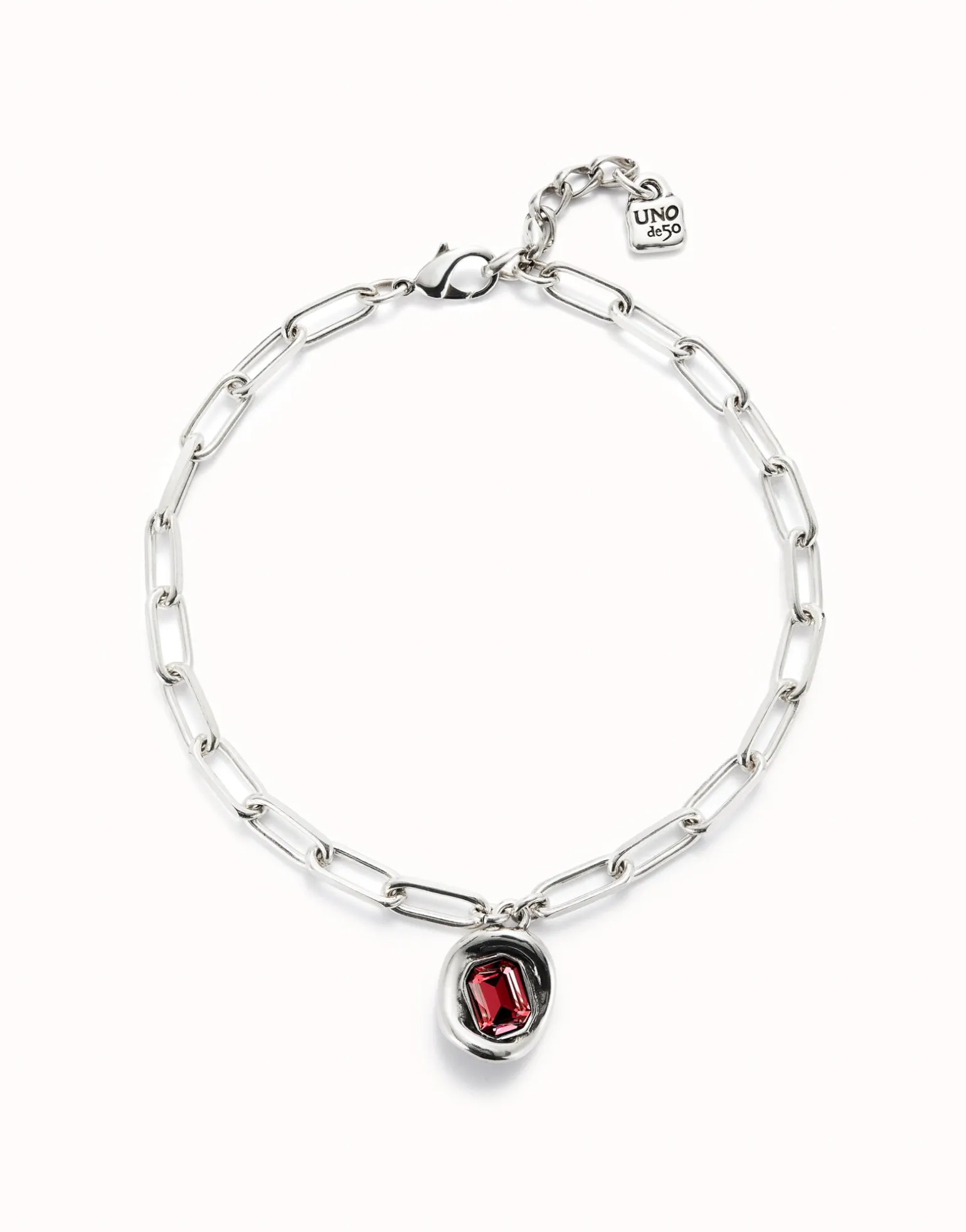 Short link chain pendant necklace red crystal