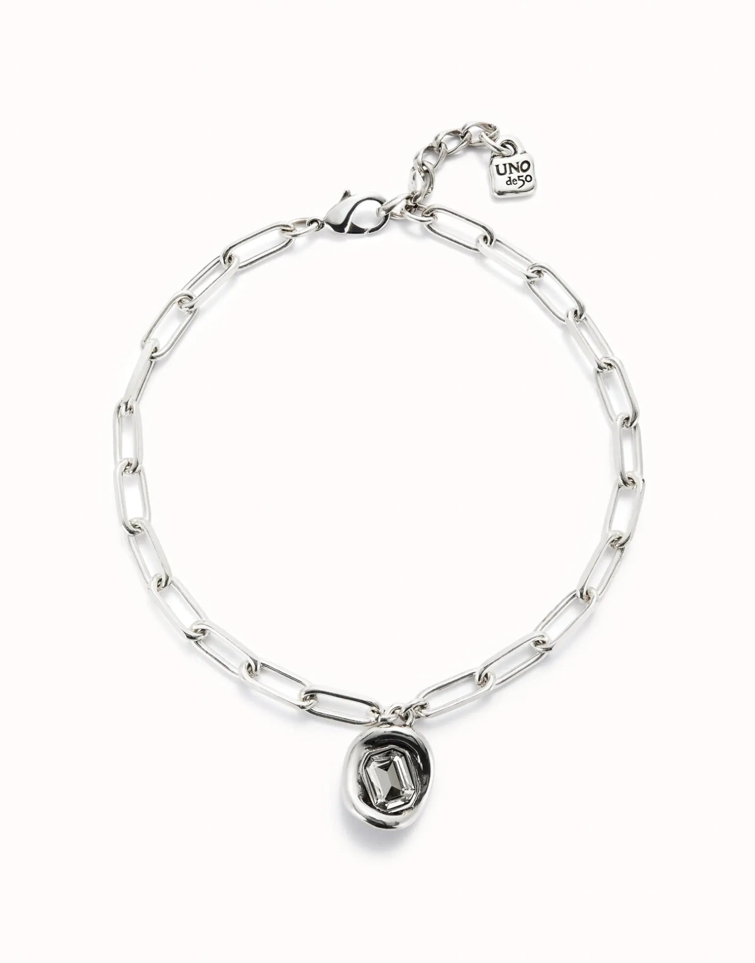 Short link chain pendant necklace white crystal
