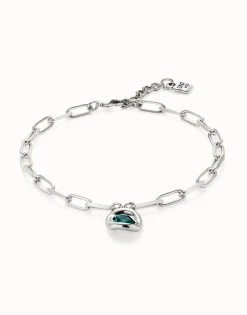 Short link chain pendant necklace green crystal