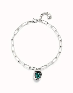 Short link chain pendant necklace green crystal