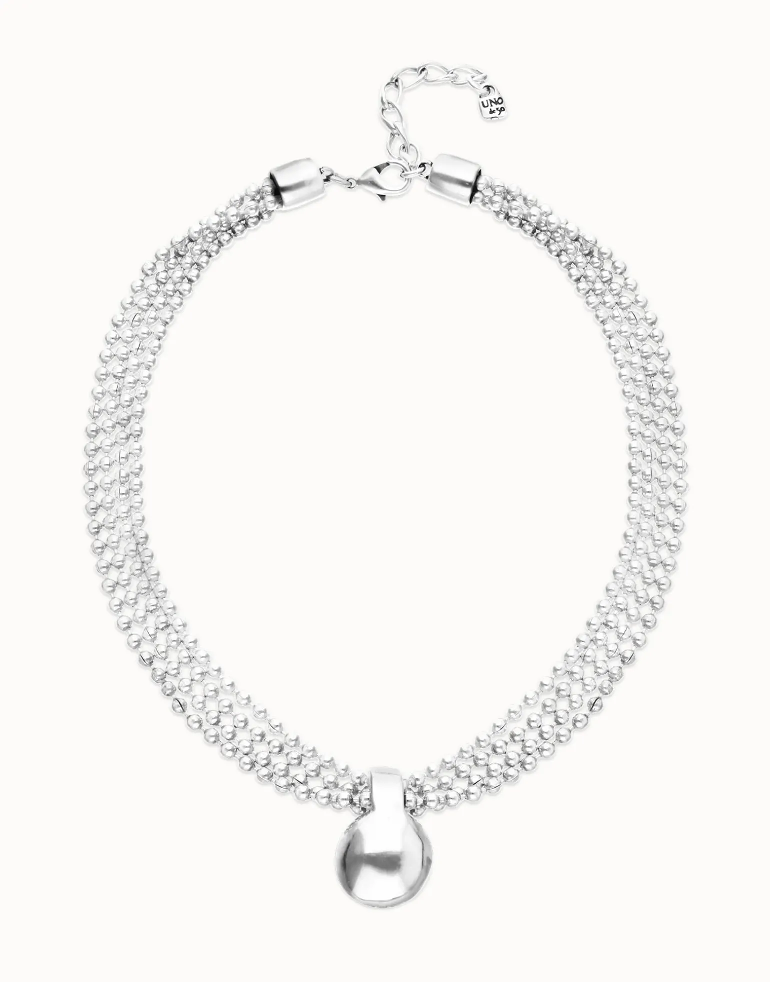 Short necklace with silver threads and large sphere