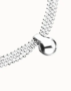 Short necklace with silver threads and large sphere