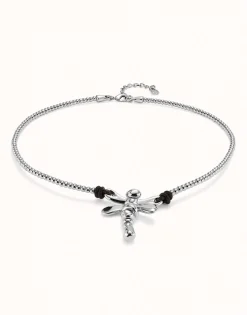 Short pendant necklace with dragonfly