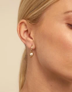 Single Hoop Charm With A Pearl