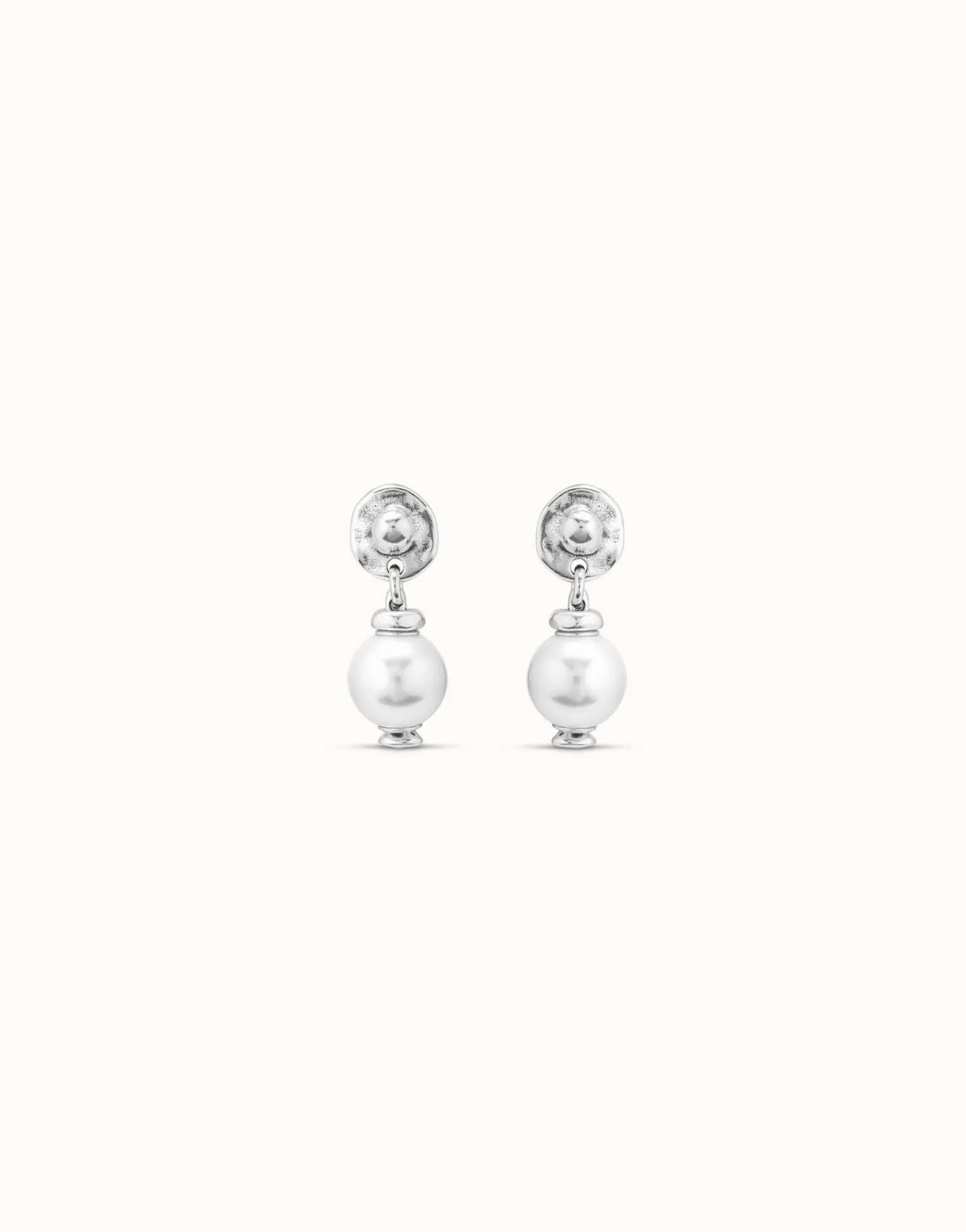 Sterling silver-plated drop earrings with pearl