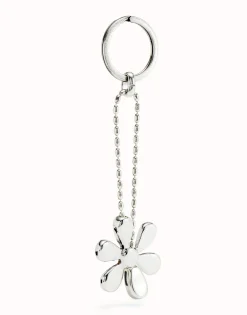 Sterling silver-plated flower key-ring