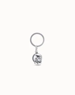 Sterling silver-plated helmet key-ring