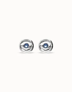 Stud earrings with blue crystal