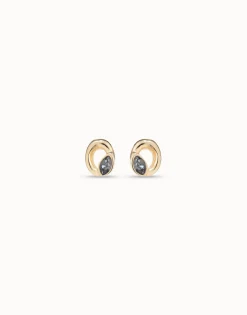 Stud oval earrings with light grey crystal
