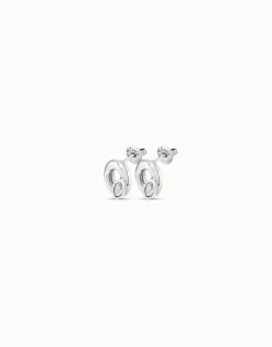 Stud oval earrings with light grey crystal