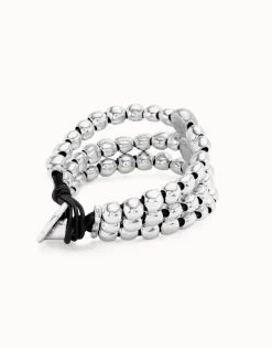 Three strand beaded leather bracelet