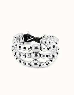 Three strand beaded leather bracelet
