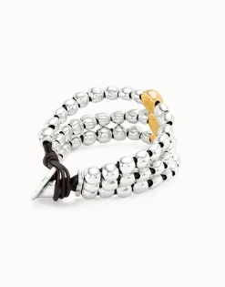 Three strand beaded leather bracelet