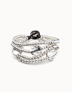 Three strand leather beaded bracelet