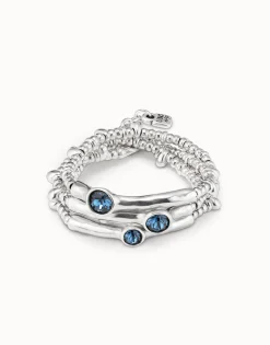 Triple beaded bracelet with blue crystals