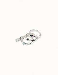 Triple ring with blue crystals