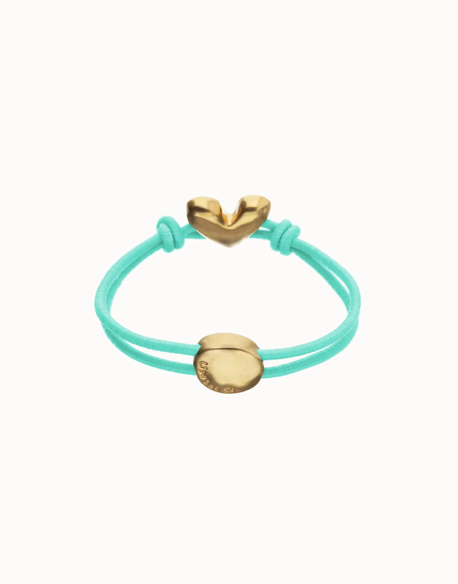 Turquoise elastic thread bracelet with heart charm