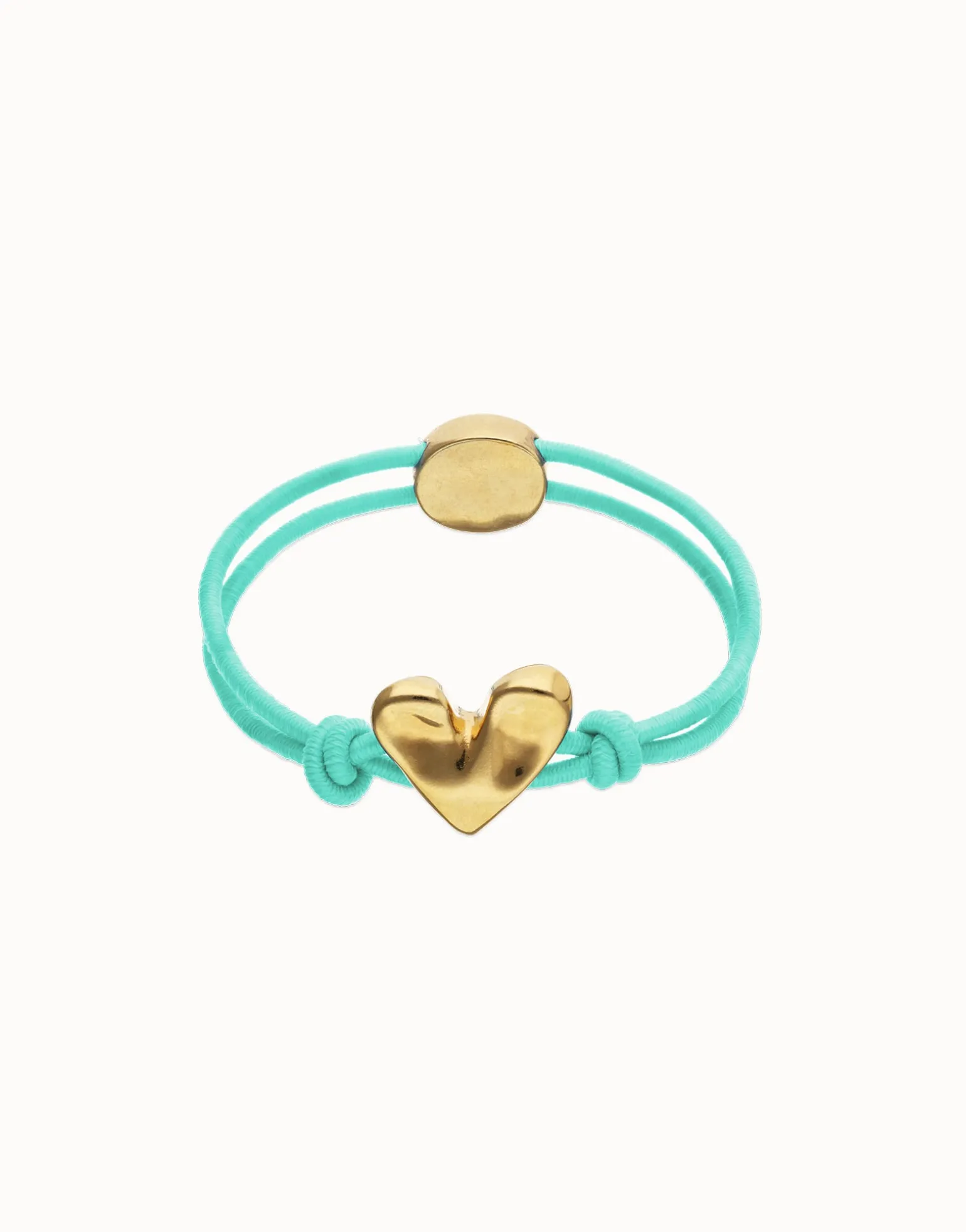 Turquoise elastic thread bracelet with heart charm