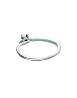 Turquoise leather bracelet with butterfly ornament