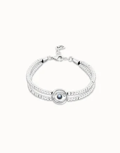 Two-strand beaded bracelet with an eye-shaped charm