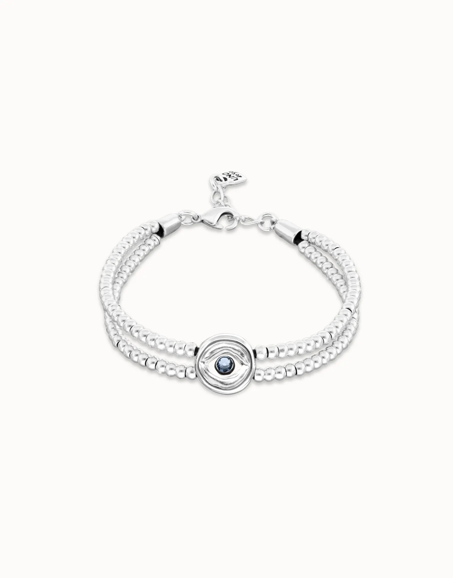 Two-strand beaded bracelet with an eye-shaped charm