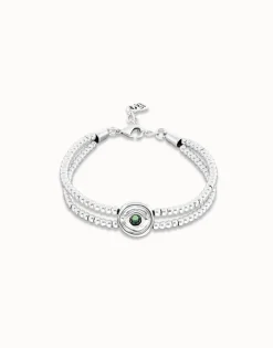 Two-strand beaded bracelet with an eye-shaped charm