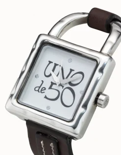 Watch with leather strap