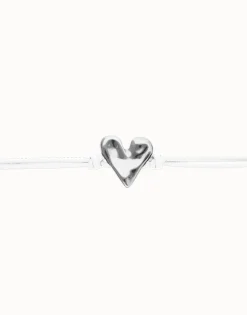 White leather bracelet with heart detail