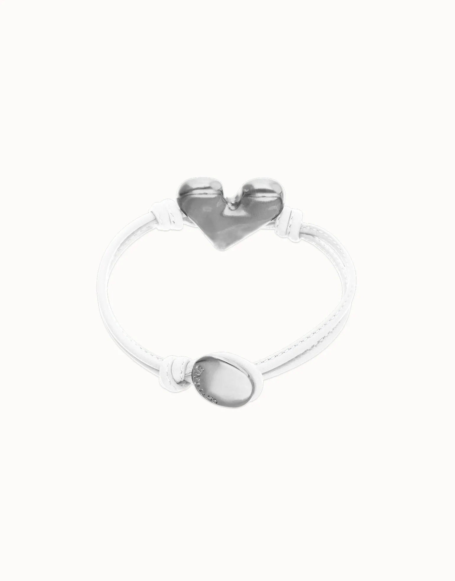 White leather bracelet with heart detail