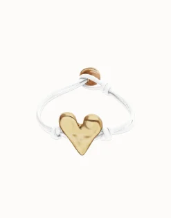 White leather bracelet with heart detail