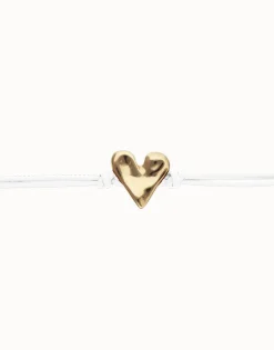 White leather bracelet with heart detail